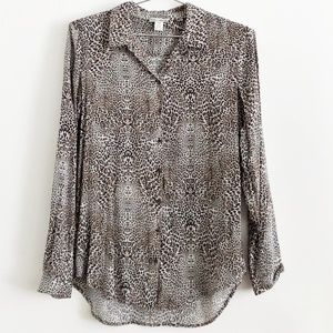 DALIA COLLECTION Leopard Button Front Shirt